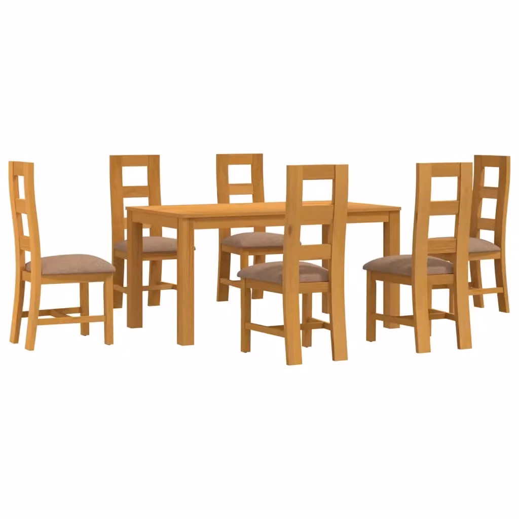 Set da pranzo moderno vidaXL in legno di quercia composto da 7 pezzi, colore grigio e marrone – 2