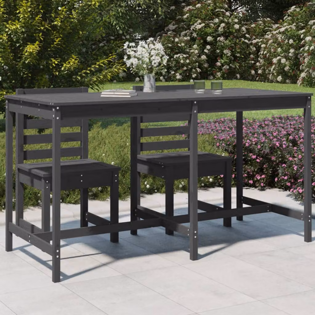 vidaXL Tavolo da Giardino Rettangolare in Legno di Pino Grigio L: 203,5 cm, P: 90 cm, H: 110 cm