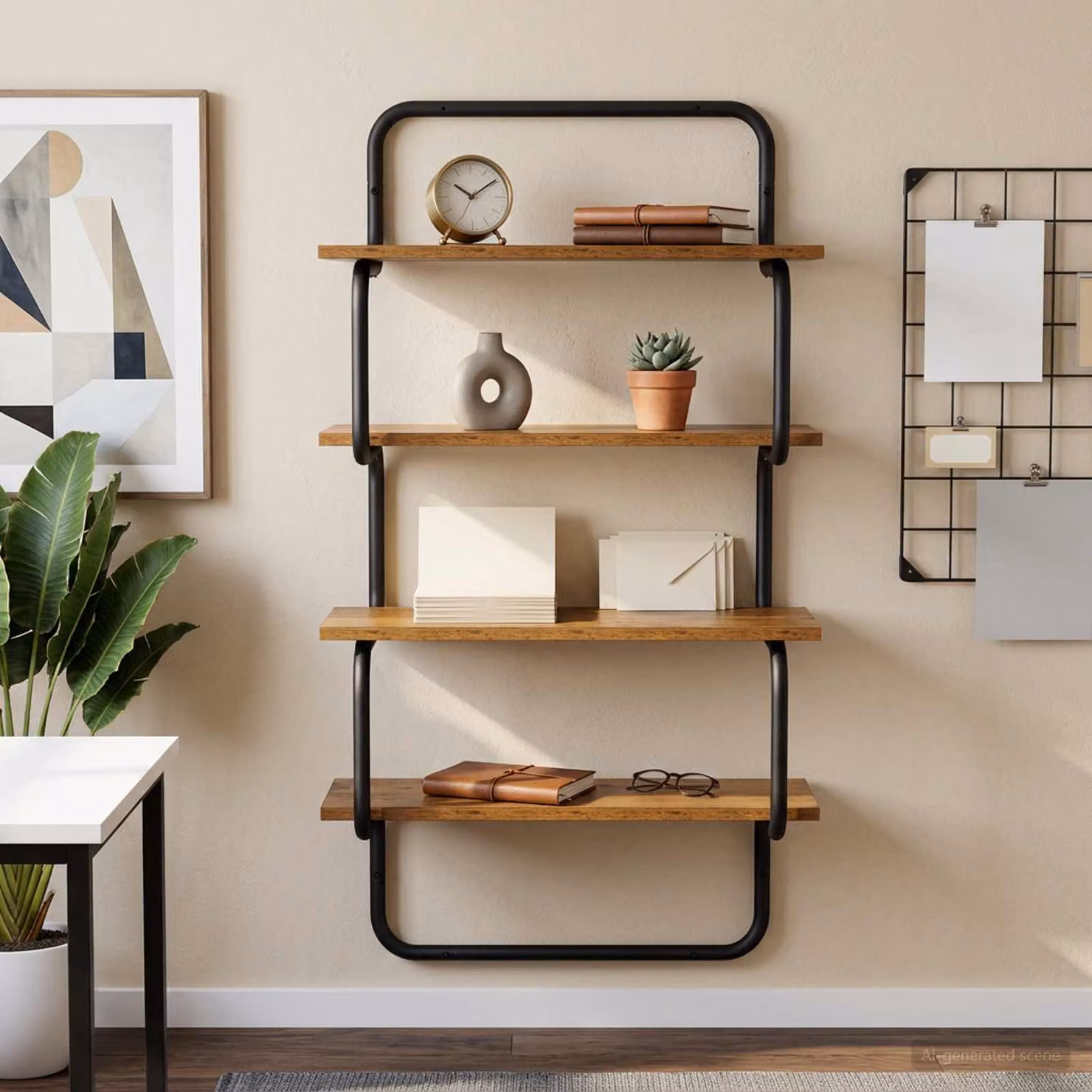 vidaXL Mensola a 4 ripiani in stile industrial, colore marrone, L 80 cm x P 24,5 cm x H 104 cm