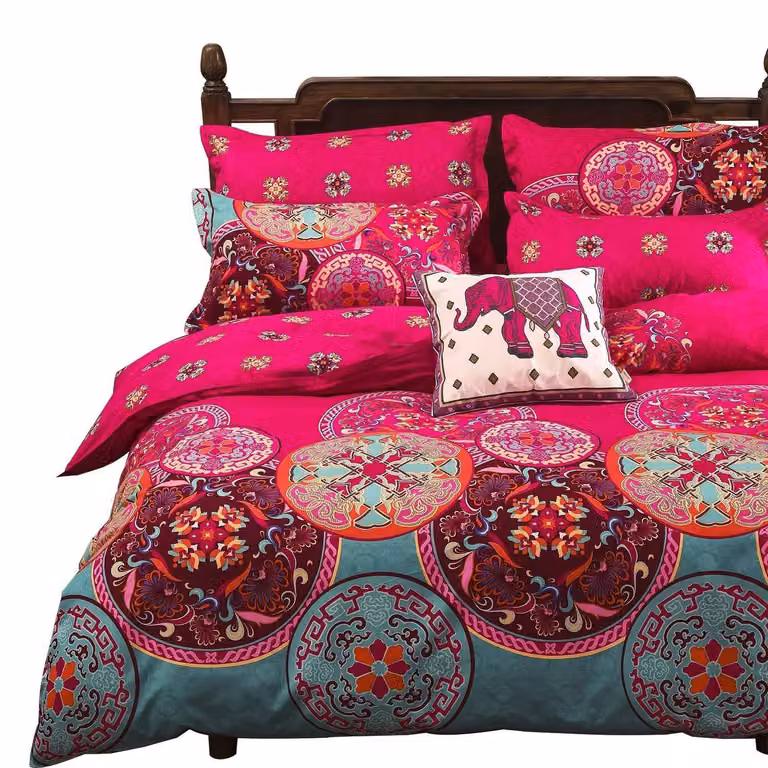 Solidchoice - Set di lenzuola in microfibra con motivo bohémien, rosa chiaro, per adulti
