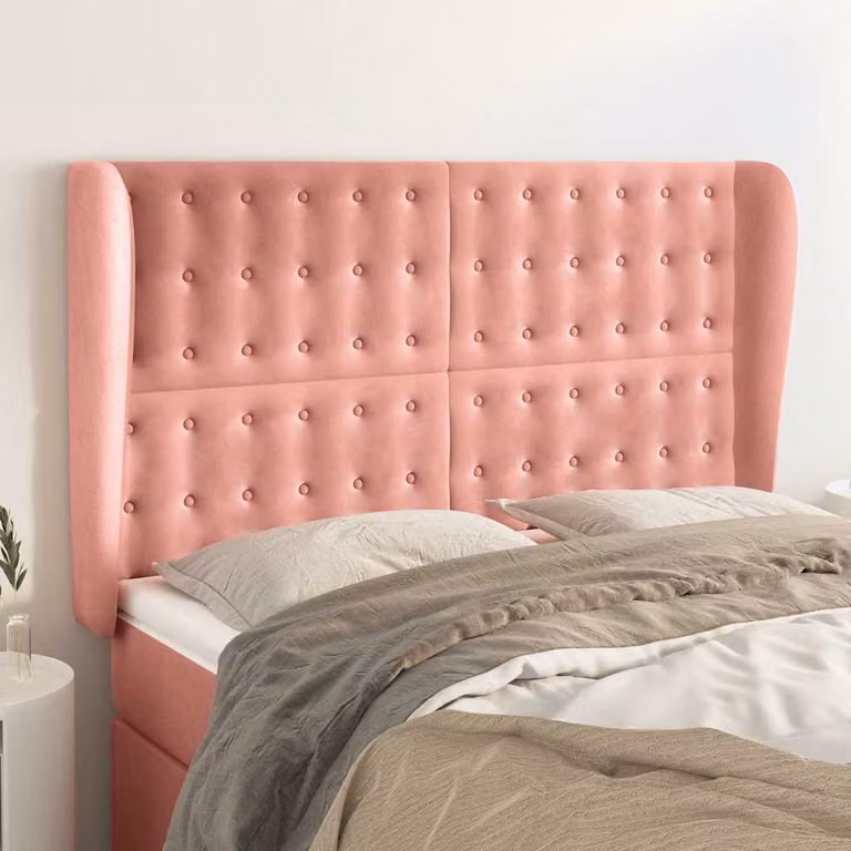 Testiera ad Orecchio vidaXL in Velluto Rosa L: 147 cm, P: 23 cm, H: 118/128 cm