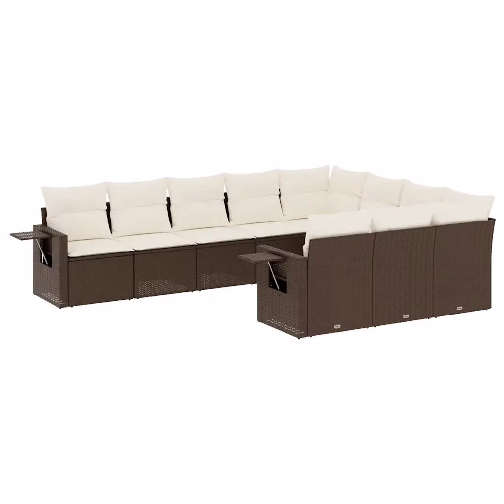 Set di Divani da Giardino a L vidaXL in Polyrattan Marrone con Cuscini Imbottiti e Rivestimenti Rimovibili – 2