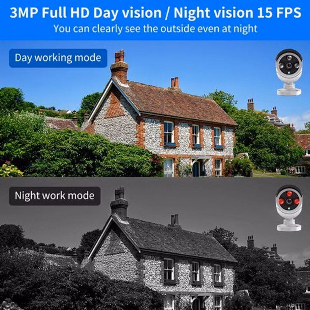 Kit di telecamere di sicurezza con 3 telecamere bullet WiFi e sistema di videosorveglianza wireless