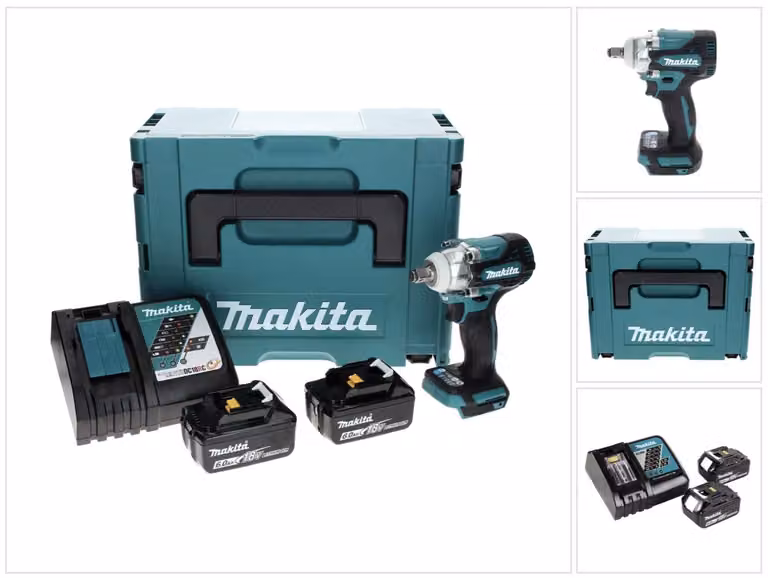 Makita DTW 300 RGJ Avvitatore ad impulsi a batteria 18V 330Nm 1/2" Brushless + 2x Batterie 6,0 Ah + Caricabatterie + Valigetta Makpac