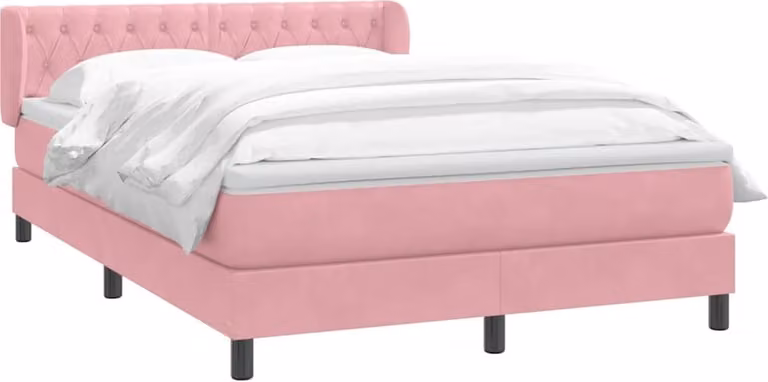 Giroletto a Molle con Materasso Rosa 140x220 cm in Velluto