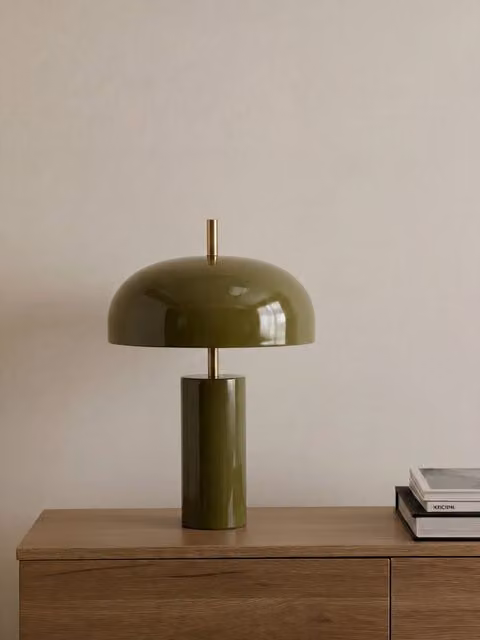 Lampada da tavolo Gabs Kenay Home verde con dettagli oro/ottone in metallo