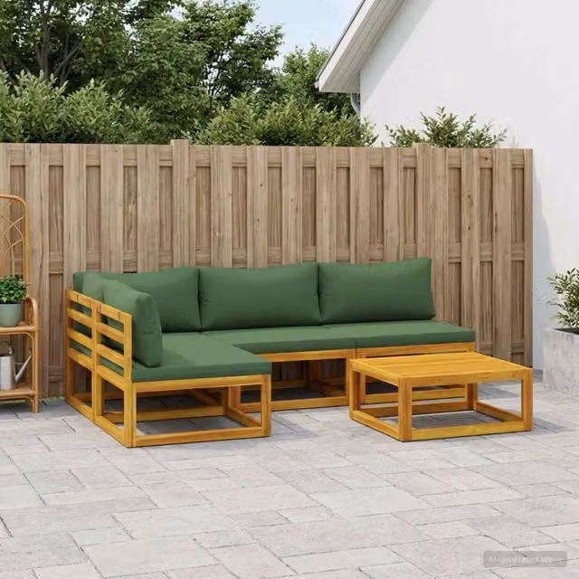 Set di divani 5 pz Naturale Legno di Acacia Massello 3417271