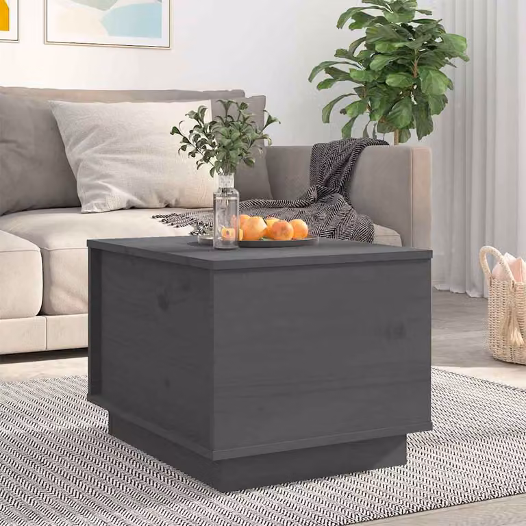 vidaXL Tavolino da Salotto Moderno in Legno di Pino Grigio L: 50 cm, P: 40 cm, H: 35 cm