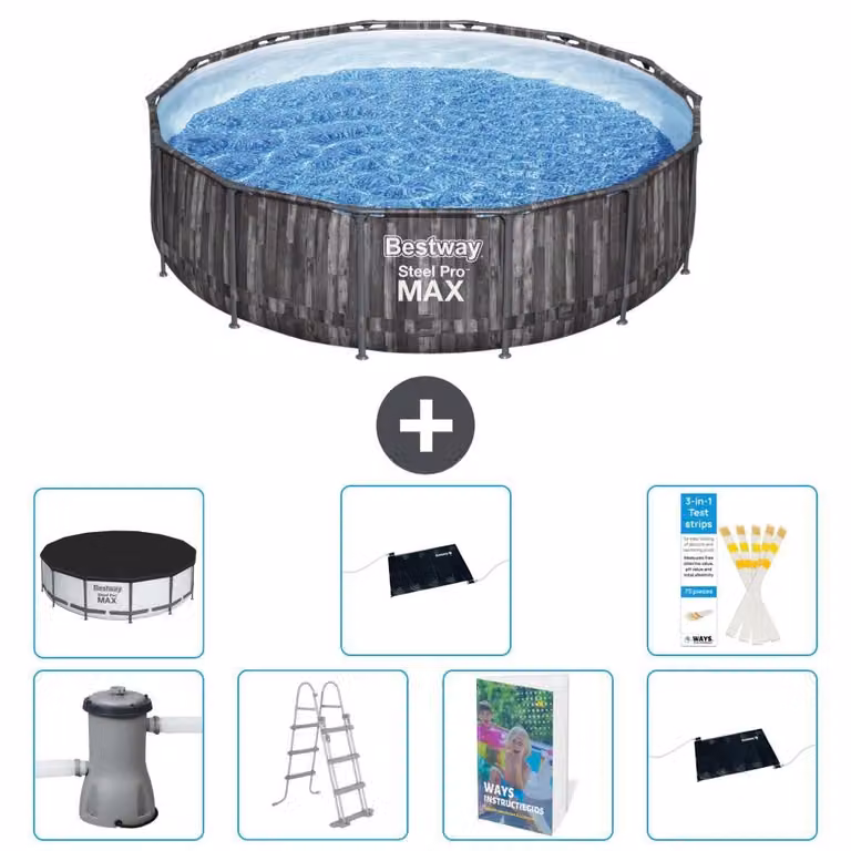 Piscina gonfiabile Bestway Steel Pro MAX, rotonda, 427x107 cm, composta da 6 parti, modello S562
