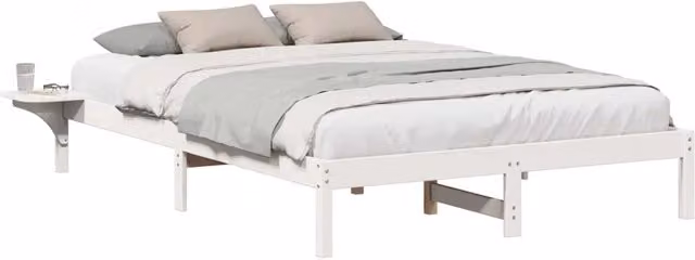 Letto matrimoniale moderno in pino massello laccato bianco L 150 x P 200 cm