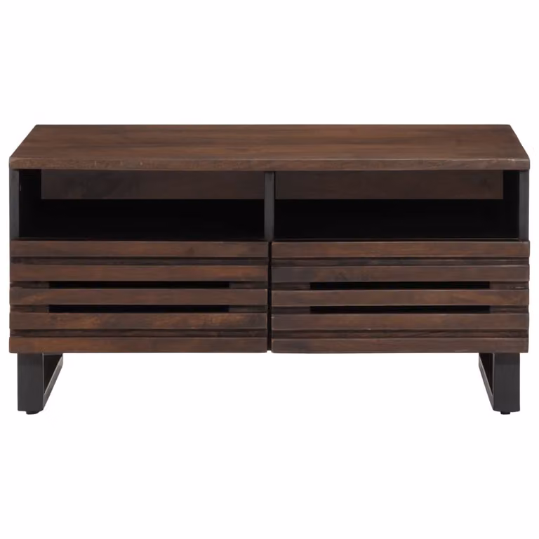Tavolino da Salotto Marrone 80x55x40 cm Legno Massello di Mango