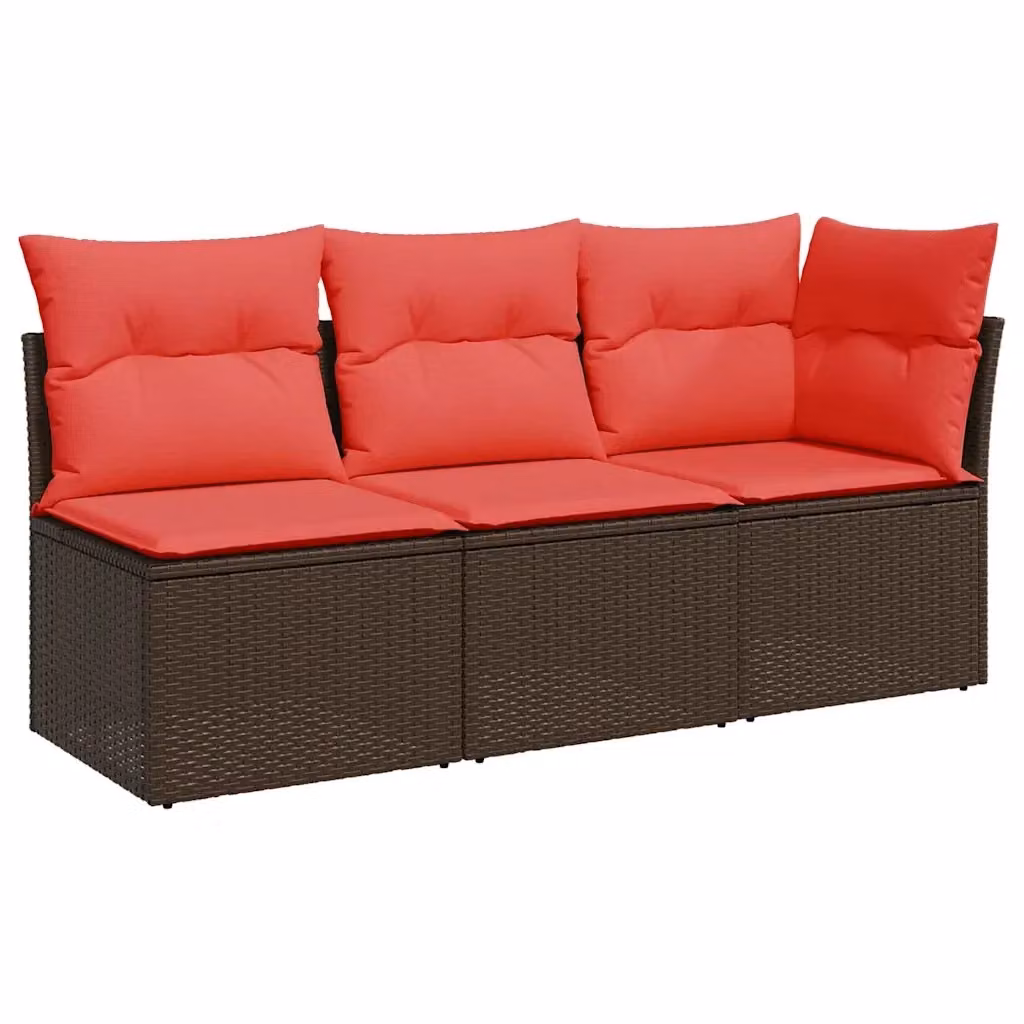 Divano da giardino a 3 posti Design Mania in polyrattan marrone con cuscini inclusi L: 172 cm, P: 69 cm, H: 62 cm – 2