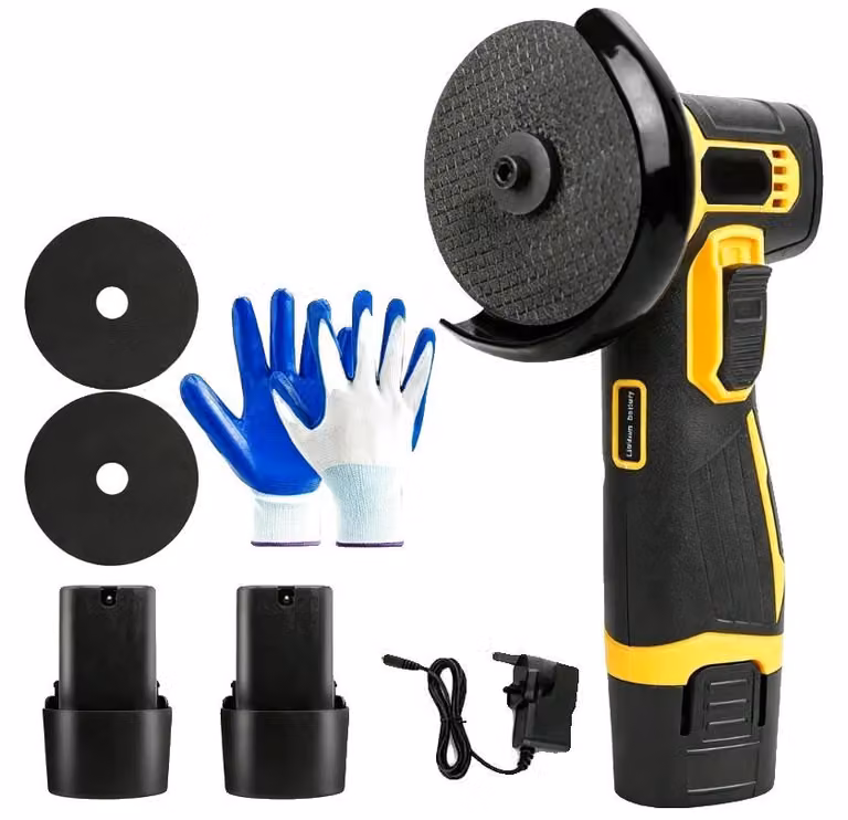 Smerigliatrice angolare, motore da 500W, fino a 19500 giri/min, dimensioni 17cm x 8cm x 10cm, design portatile, peso 1 kg