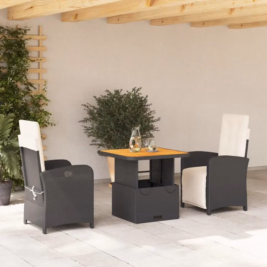 Tavolo da giardino quadrato in legno di acacia oliato con meccanismo di sollevamento regolabile in altezza – 2