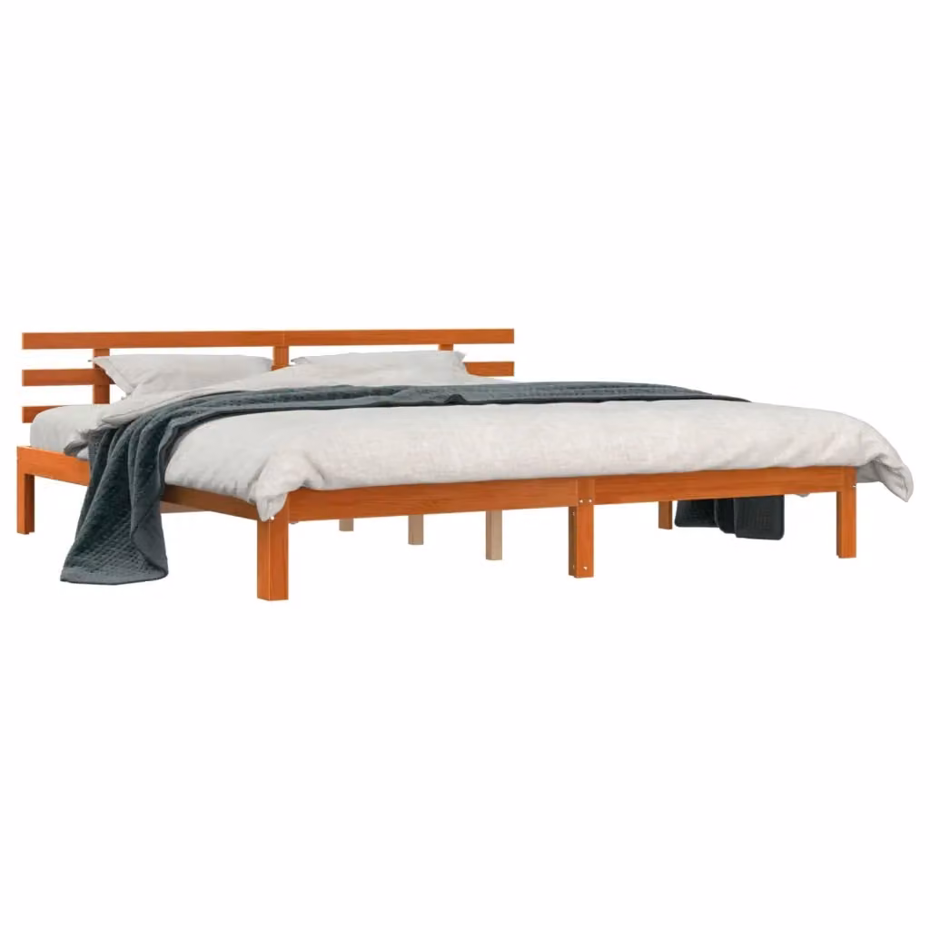 Struttura del letto in legno di pino vidaXL, Marrone cerato, L: 203.5 cm, P: 205.5 cm, H: 69.5 cm – 2