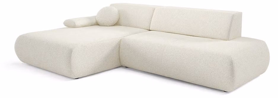 Divano angolare con funzione letto, modello Puentro, lato sinistro, colore bianco perla