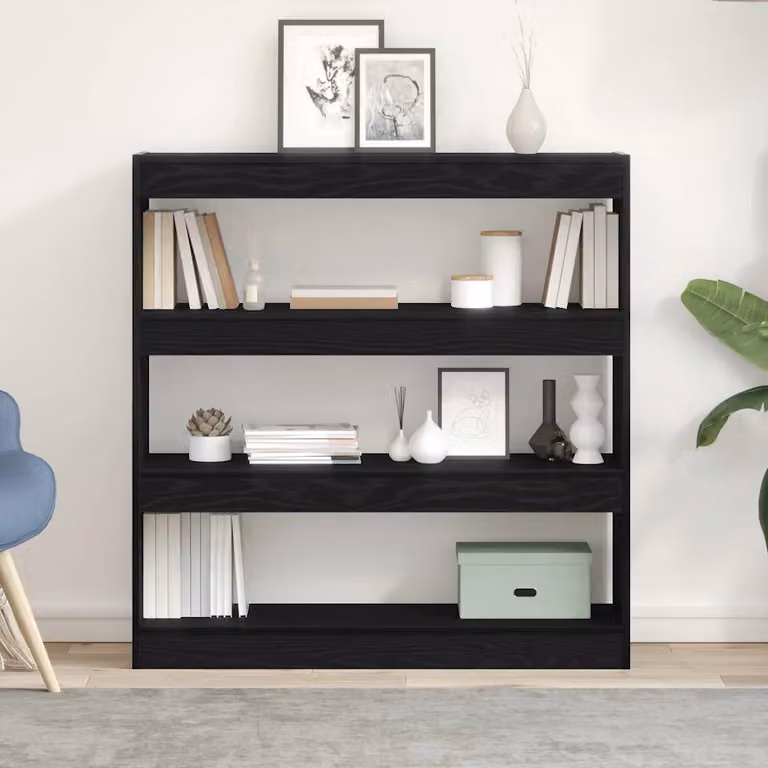 vidaXL Libreria a 3 Livelli Minimalista in MDF, Colore Rovere e Nero, L 100 x P 30 x H 103 cm