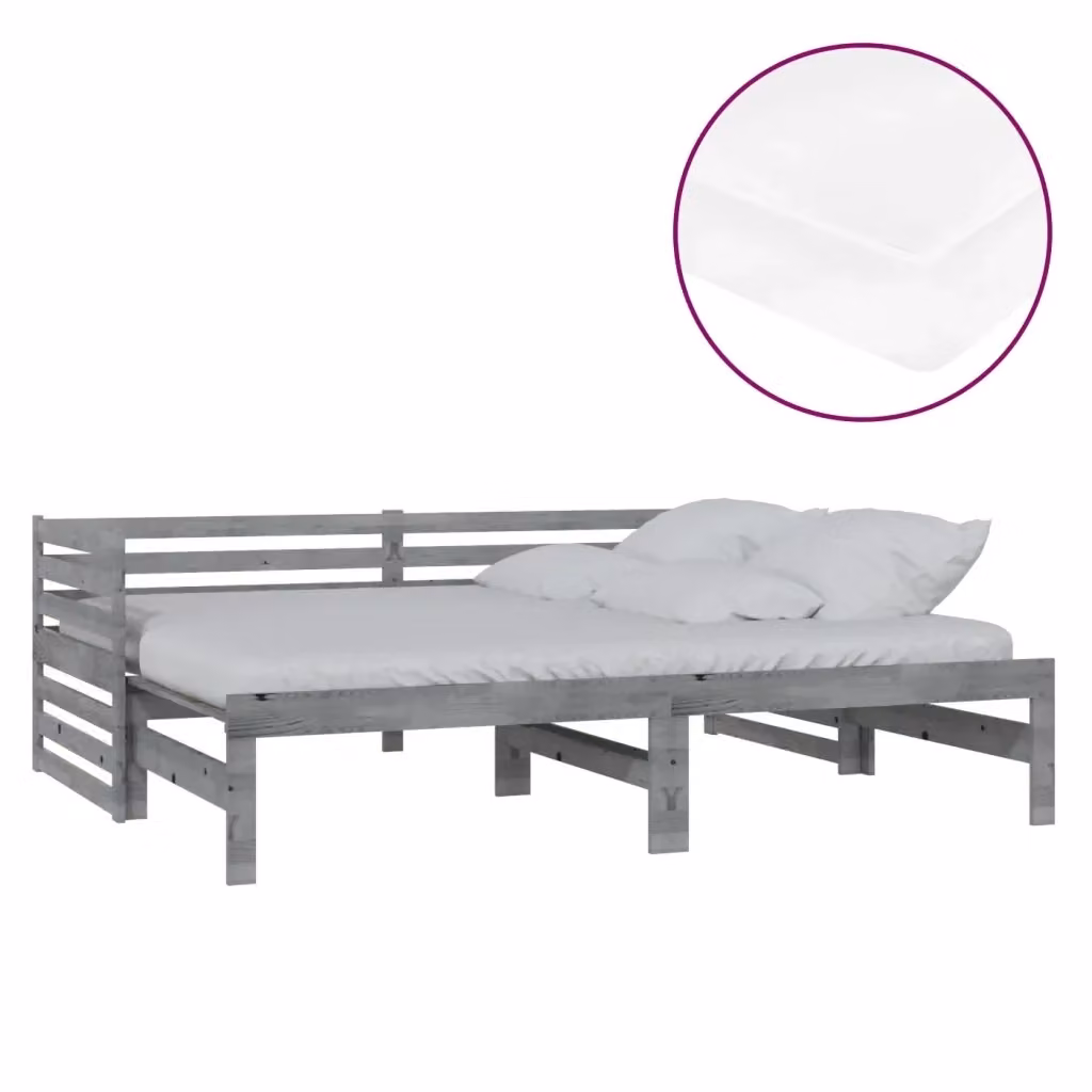 Dormeuse estraibile vidaXL in legno di pino grigia e bianca L/P/H: 203.5 x 185 x 68.5 cm – 2