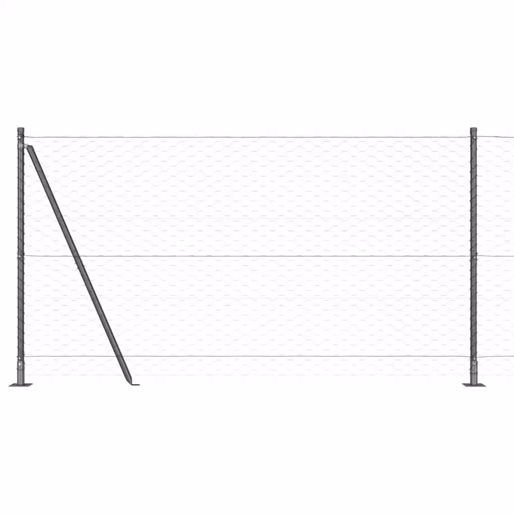 vidaXL Recinzione esagonale in rete d'acciaio rivestita in PVC con base in cemento, Grigio, L: 120 cm, H: 120 cm – 2