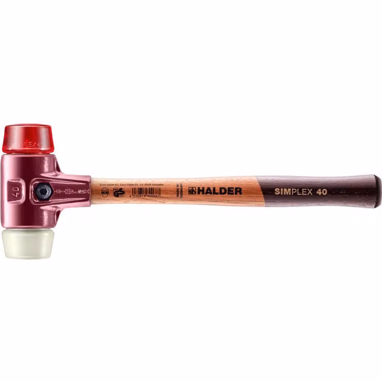 Mazza SIMPLEX soft-face con alloggiamento TE e manico in legno, Ø 40, plastica / nylon