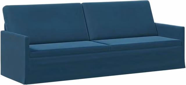 Divano a 3 posti moderno vidaXL in velluto blu con struttura in metallo L: 220 cm, P: 81 cm, H: 82 cm