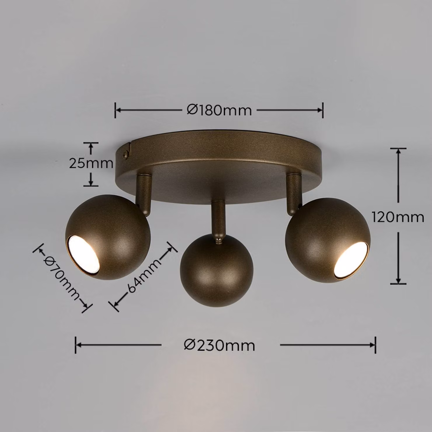 Reality Leuchten Plafoniera soffitto Enaro, dimmerabile, Alluminio / Grigio / Zincato, Soggiorno / Sala da pranzo, Metallo, Moderno, Plafoniera