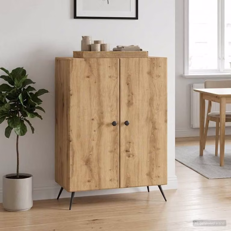 Credenza moderna vidaXL in legno color rovere marrone L: 66 cm, P: 34,5 cm, H: 90 cm