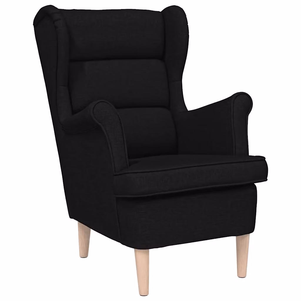Poltrona relax moderna vidaXL in tessuto nero con braccioli L: 74 cm, P: 84 cm, H: 100 cm – 2