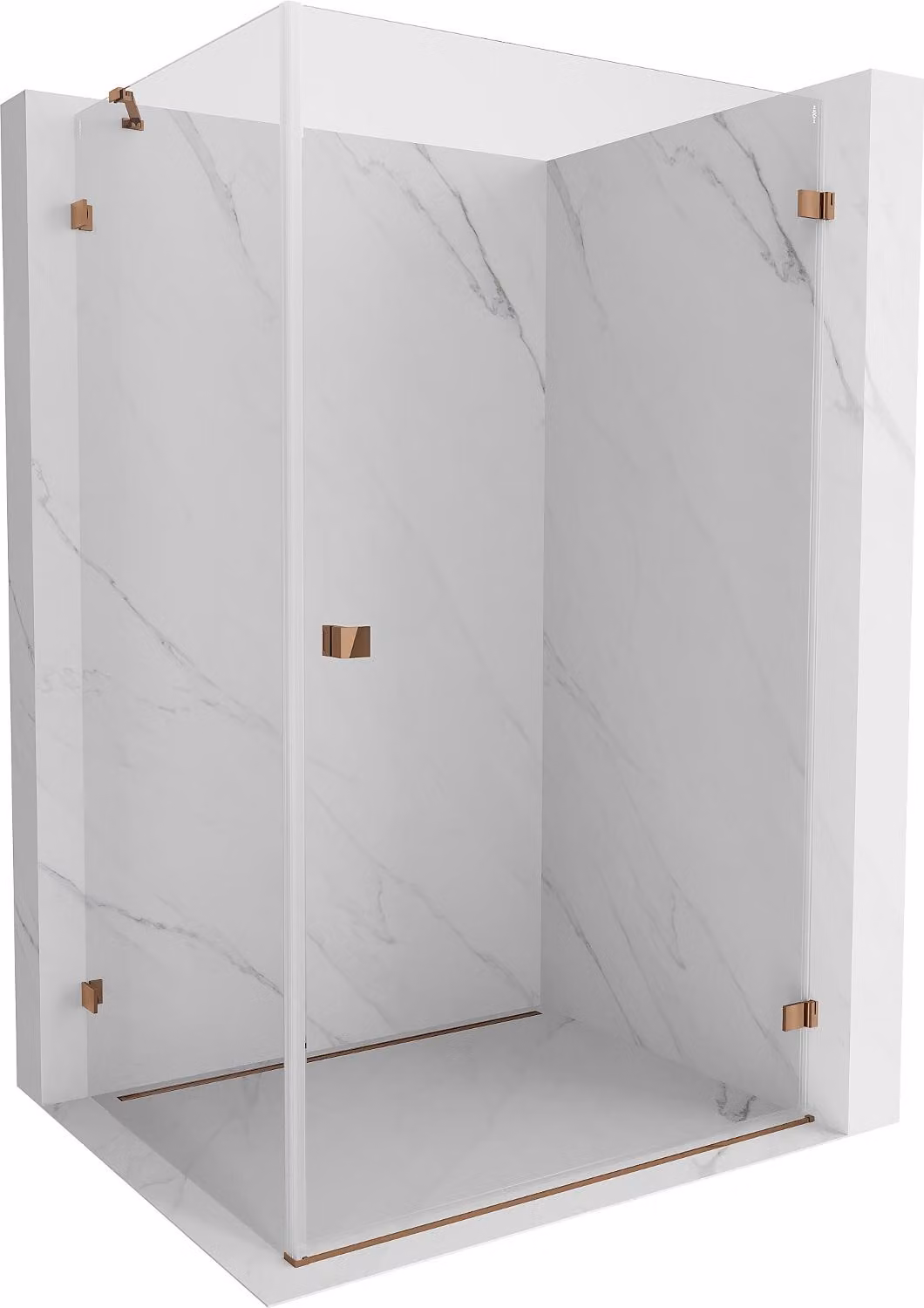 Mexen Lunar-B cabina doccia a battente destra 90 x 80 cm, trasparente, oro rosa - 832-090-080-60-00-P
