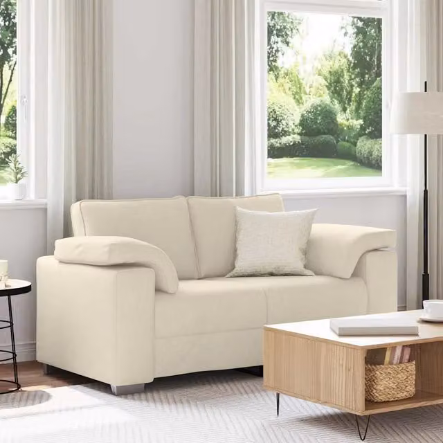 Divano-Sofa-Divanetto Beige 160 x 77 x 82 cm Tessuto misto lino
