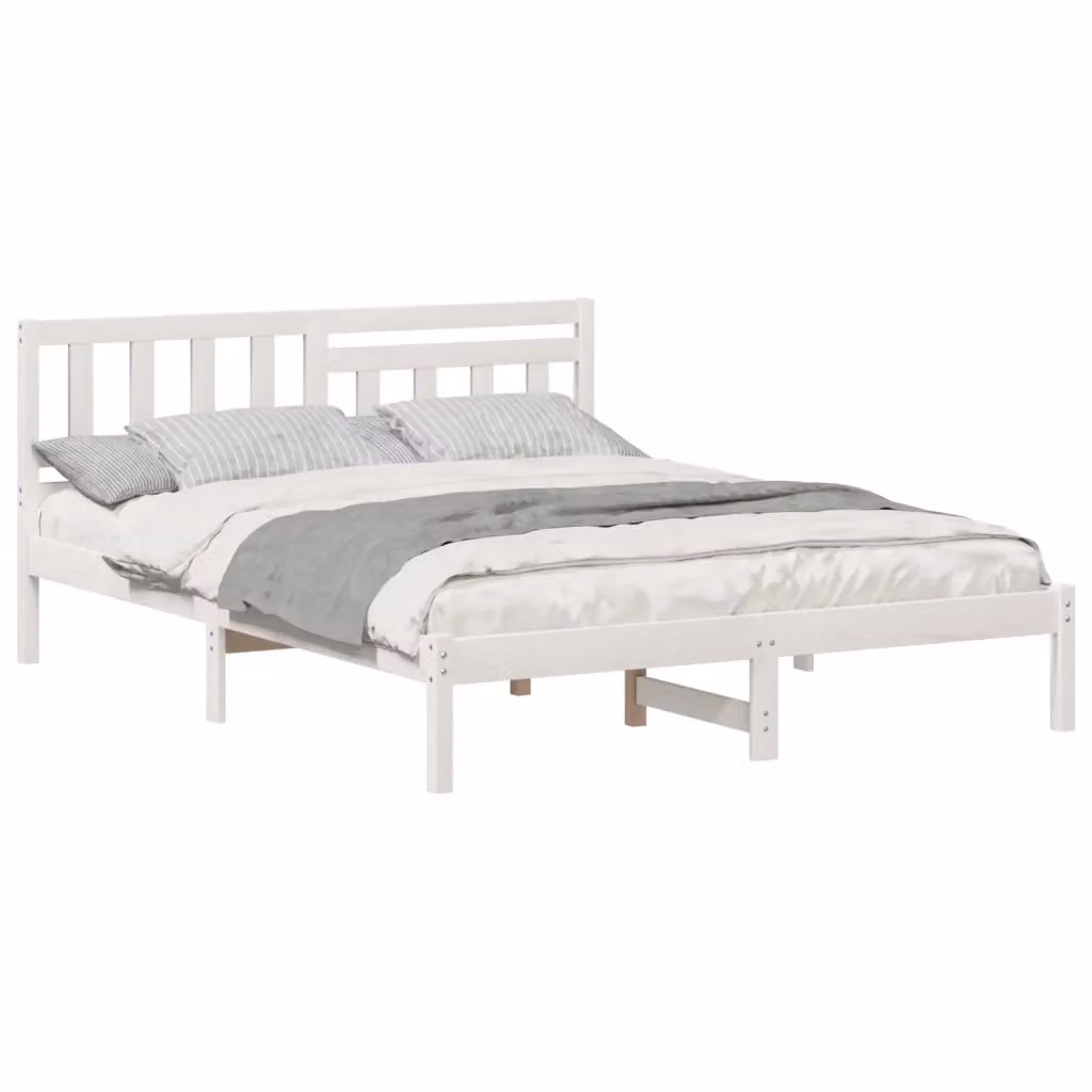 Struttura del letto moderna in pino massello bianco vidaXL L/P/H: 150 x 200 x 80,5 cm – 2