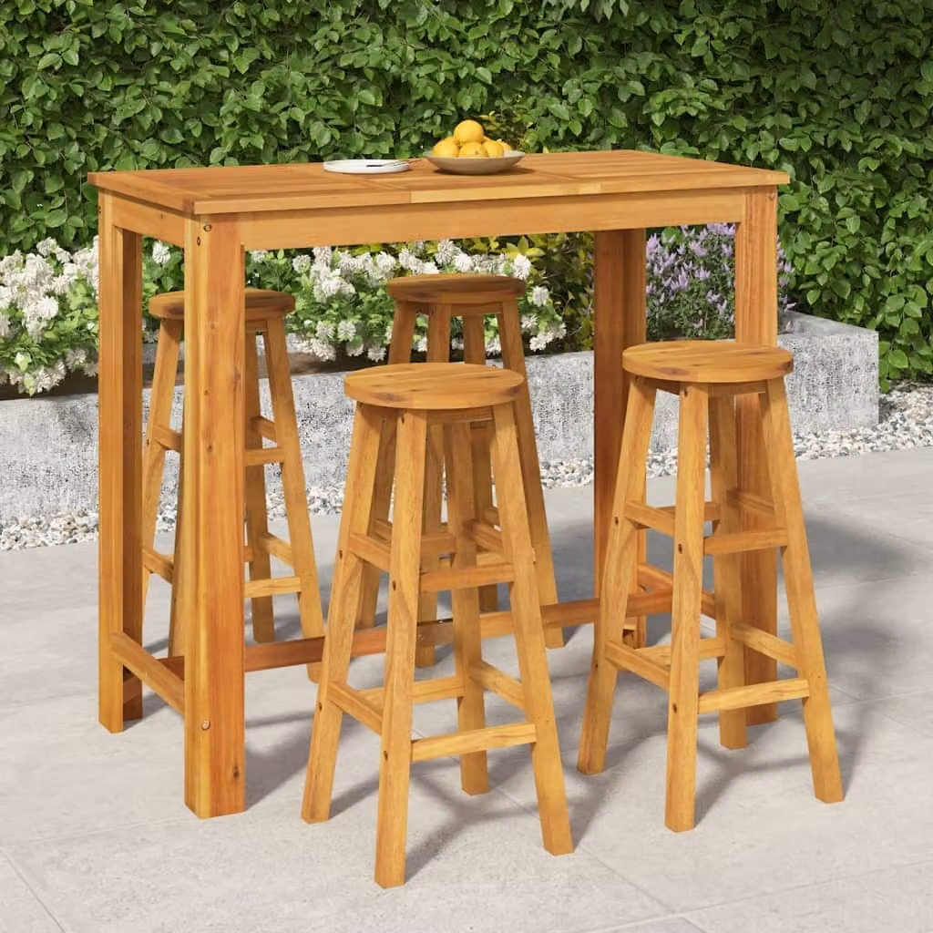 The Living Store 5 pezzi. Set bar da giardino in legno massiccio di acacia