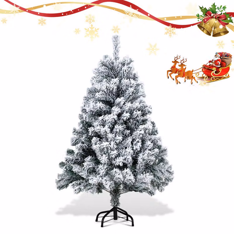 Jayseuw albero di Natale artificiale 120 cm (Ø circa 80 cm) con 340 punte e sistema di piegatura a montaggio rapido, ignifugo, con neve