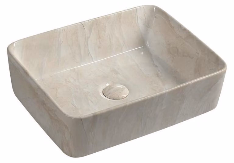 Sapho Dalma - Lavabo da appoggio, 475x375 mm, senza foro per rubinetto, marfil MM527