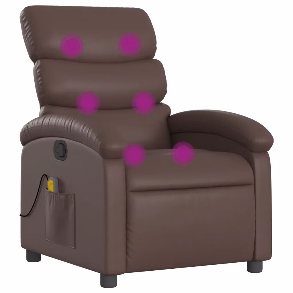 Poltrona Relax Reclinabile vidaXL in Similpelle Marrone con Braccioli e Imbottitura in Schiuma – 2