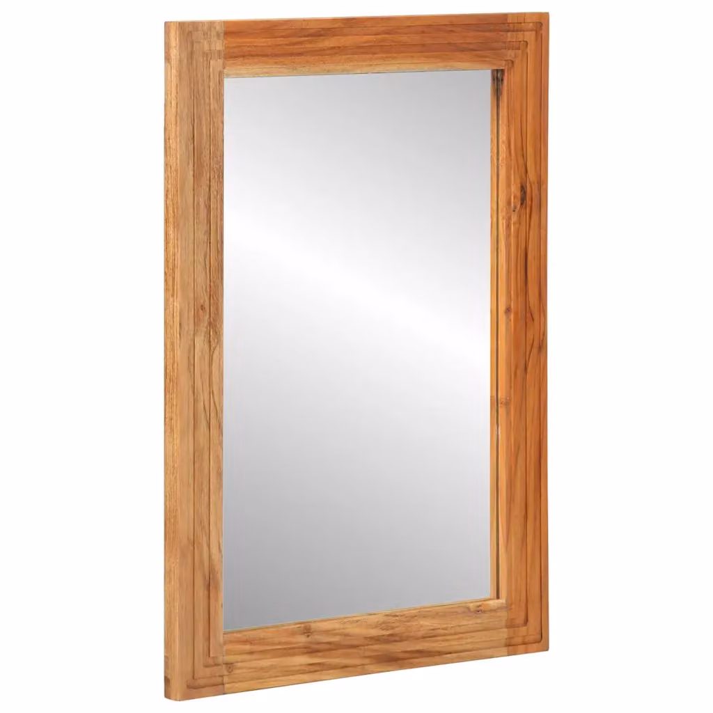 Specchio da bagno moderno vidaXL con montaggio a parete, marrone, L: 70 cm, H: 50 cm, P: 2,5 cm