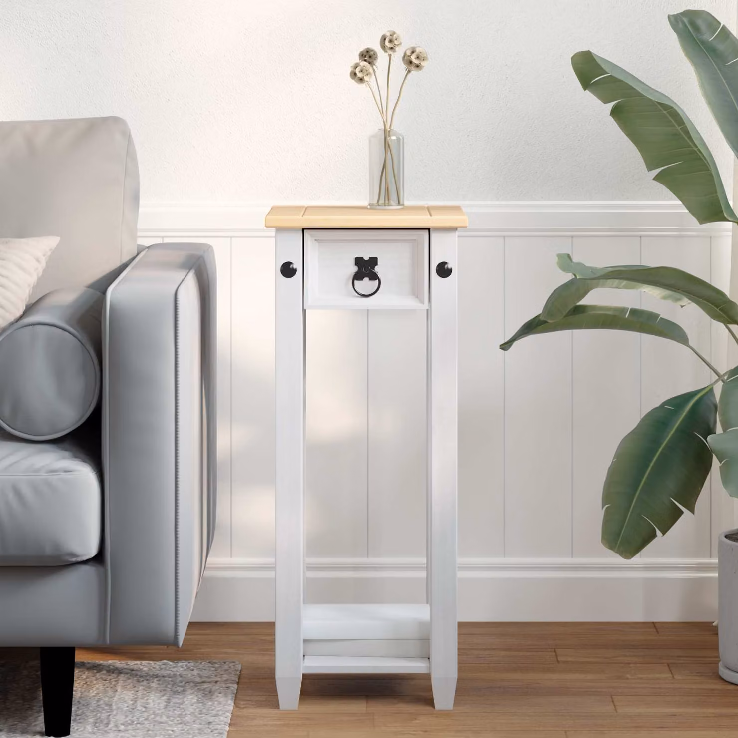 vidaXL Supporto per piante in legno di pino Bianco L/P/H: 30 x 30 x 73 cm
