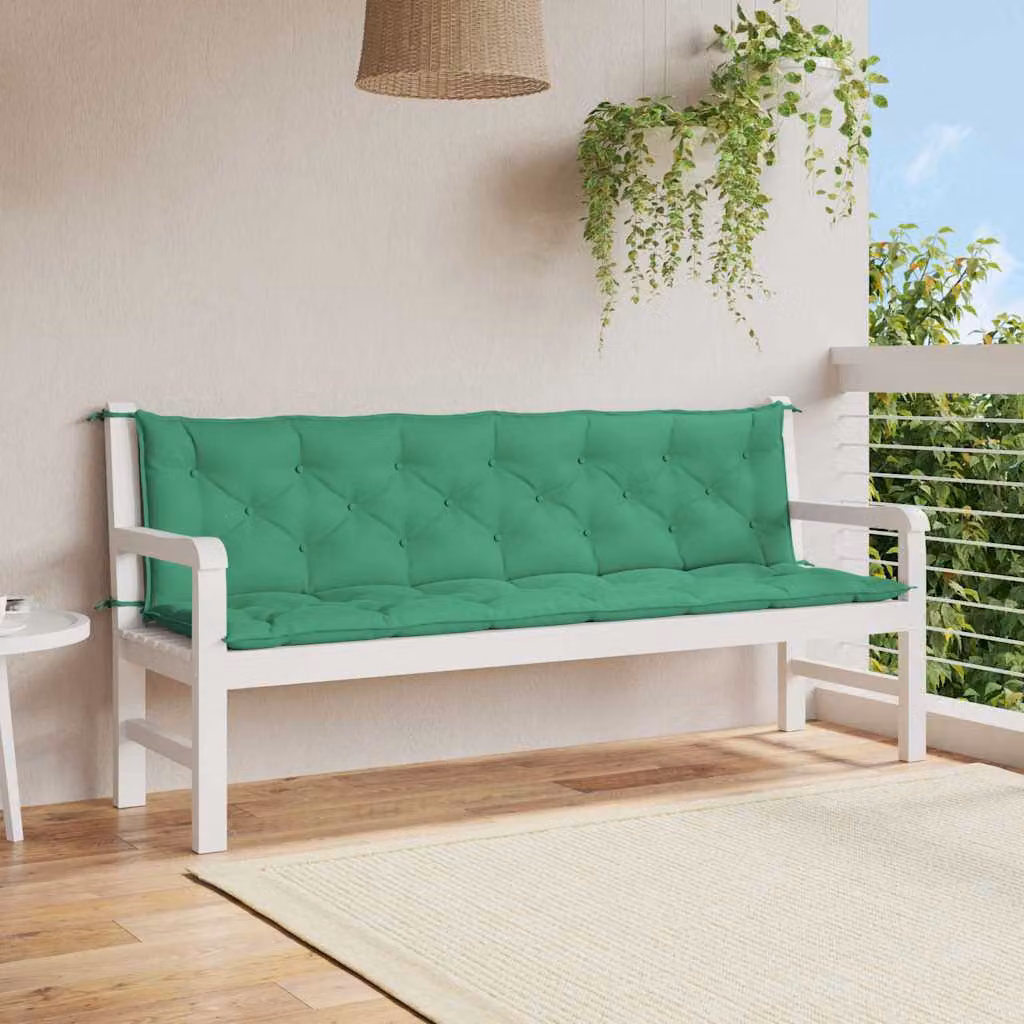 Set di 2 cuscini per panca vidaXL verdi in tessuto Oxford impermeabile e traspirante L/P/H: 200 x 50 x 7 cm