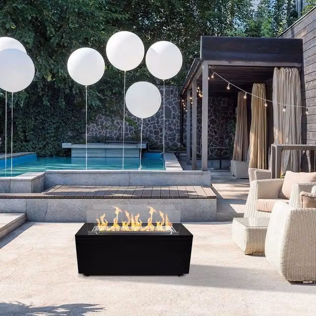 Camino a bioetanolo Arena, Caminetto, Focolare senza fumo, Riscaldatore ad etanolo, Made in Italy, 40x100 h40 cm, Nero