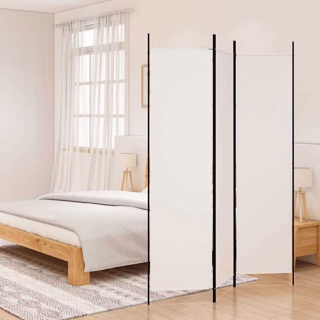 Divisorio a 3 Pannelli vidaXL in Tessuto Bianco H: 200 cm, L: 150 cm