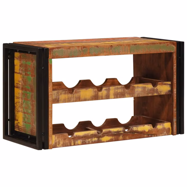 vidaXL Portabottiglie in Stile Industrial in Legno e Metallo Marrone L: 80 cm, P: 45 cm, H: 33 cm