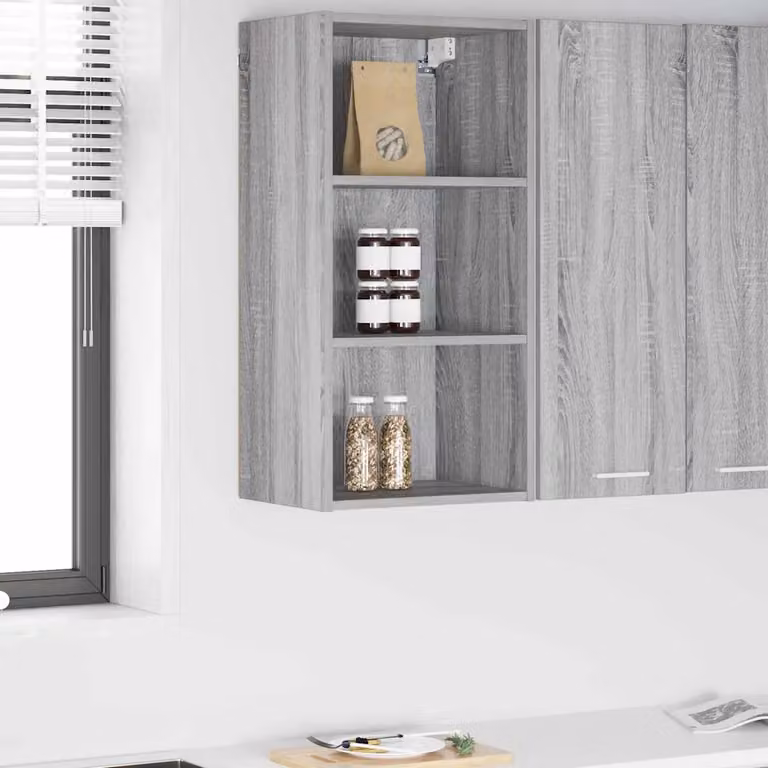 Armadio pensile da cucina vidaXL Grigio Sonoma con ante a battente e ripiani interni L/P/H: 40 x 29,5 x 80 cm