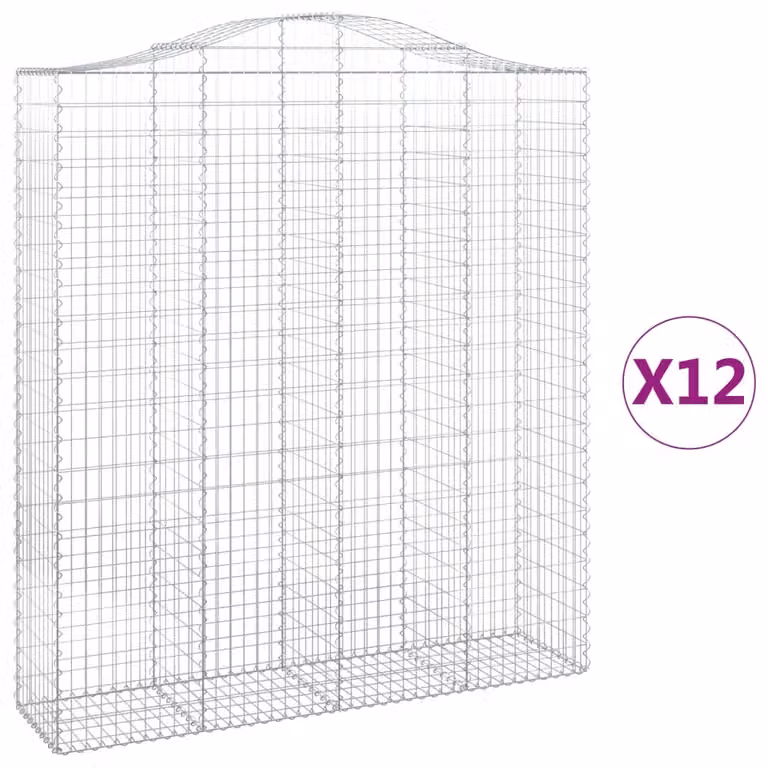 Cesti Gabbioni ad Arco 12 pz 200x50x220/240 cm Ferro Zincato