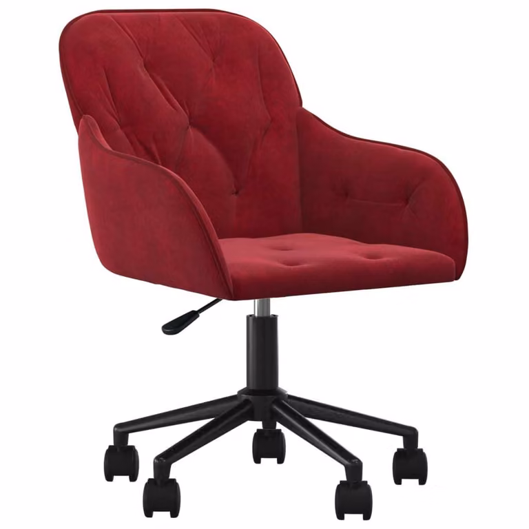 Sedia Girevole da Ufficio Rosso Vino in Velluto
