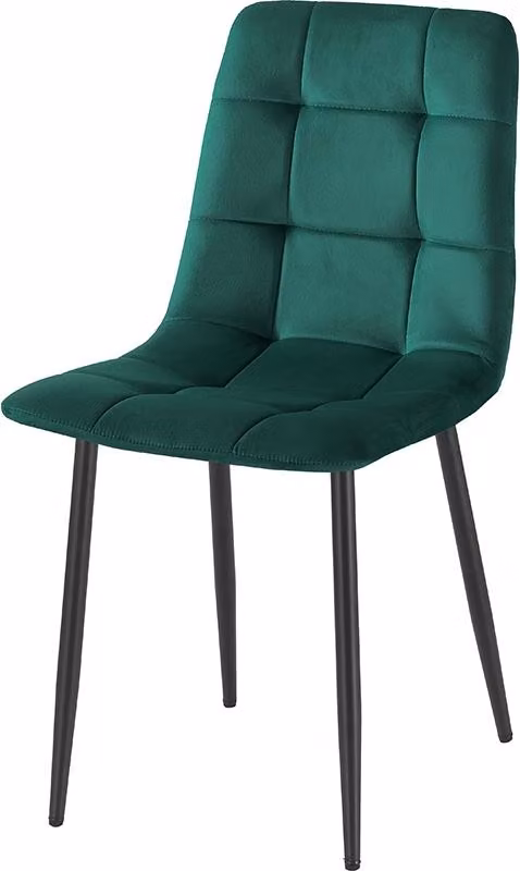 Set di 4 sedie da soggiorno e da cucina in velluto trapuntato Corfù - Verde scuro