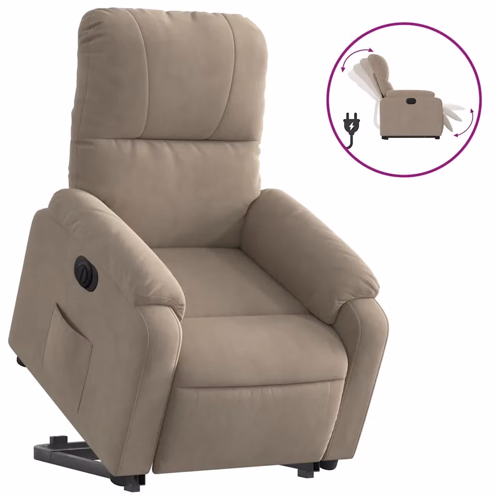vidaXL Poltrona Alzapersona Reclinabile Elettrica in Microfibra Beige/Grigio – 2