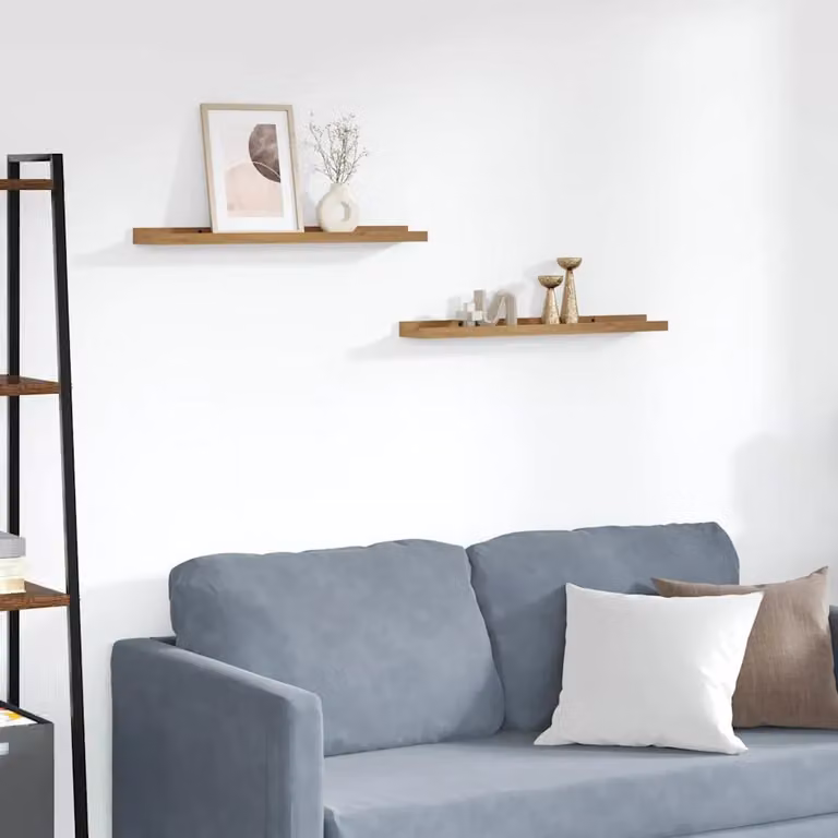 Set di 2 Scaffali da parete moderni vidaXL in legno marrone L: 60 cm, P: 9 cm, H: 3 cm