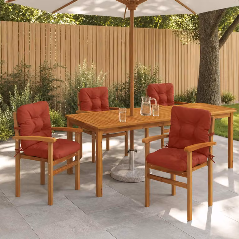 Set di 4 cuscini per sedia alta vidaXL VIANEN in poliestere rosso con rivestimento rimovibile e resistenza UV