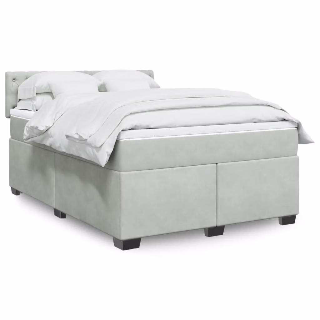 vidaXL Giroletto a Molle con Materasso Ibrido in Velluto Grigio Chiaro L: 160 cm, P: 200 cm