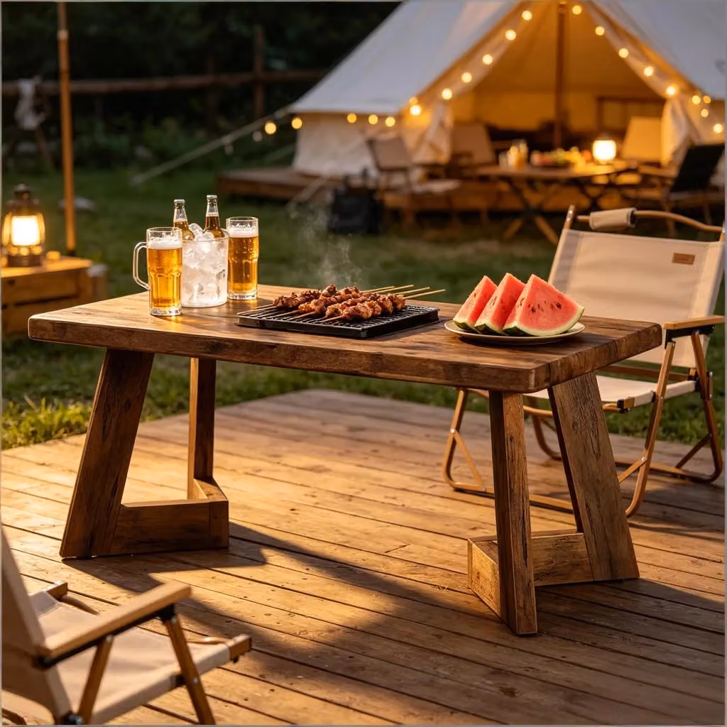 Tavolino basso rettangolare OKWISH in legno marrone stile country per soggiorno L: 120 cm, P: 60 cm, H: 51 cm – 2